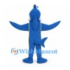 Shark Mascot Costume in Blue with White Belly and Wide Fins