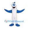 Shark Mascot Costume in Blue with White Belly and Wide Fins