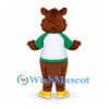 Bear Mascot Costume with White and Green Sports Shirt