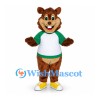 Bear Mascot Costume with White and Green Sports Shirt