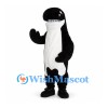 Killer Whale Mascot Costume in Black with White Belly and Toothy Smile