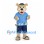 Dog Mascot Costume with Blue Floral Shirt and Summer Hat