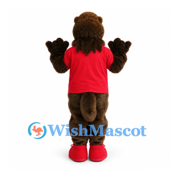 Bear Mascot Costume with Red Shirt and Red Sneakers
