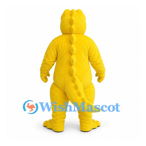Dinosaur Mascot Costume in Yellow with Black Belly Stripes
