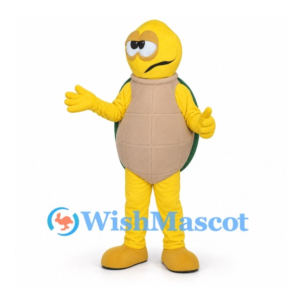 Turtle Mascot Costume in Yellow with Green Shell