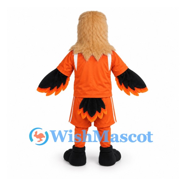 Eagle Mascot Costume with Orange Sports Uniform
