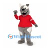 Wolf Mascot Costume with Red Sports Jersey