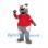 Wolf Mascot Costume with Red Sports Jersey