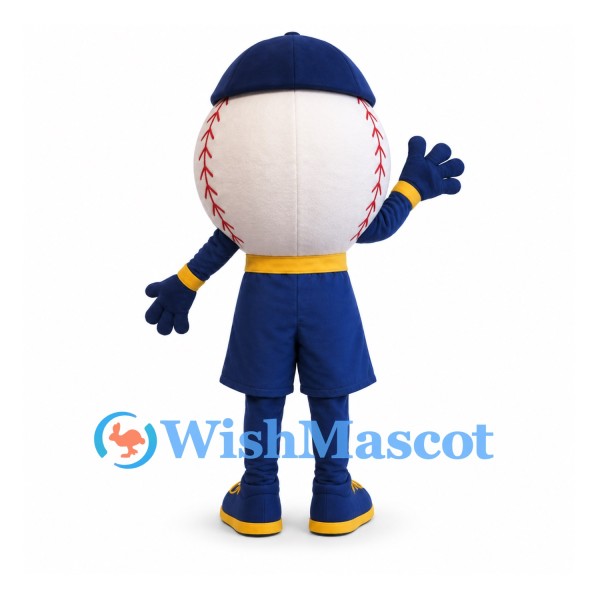 Baseball Mascot Costume with Navy Uniform and Cap