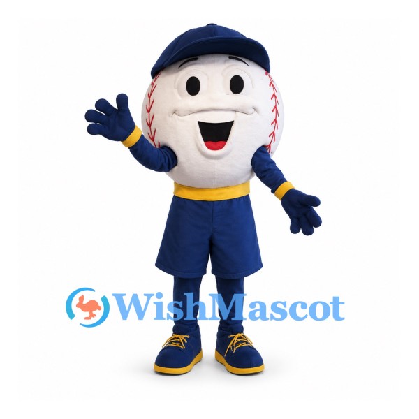 Baseball Mascot Costume with Navy Uniform and Cap