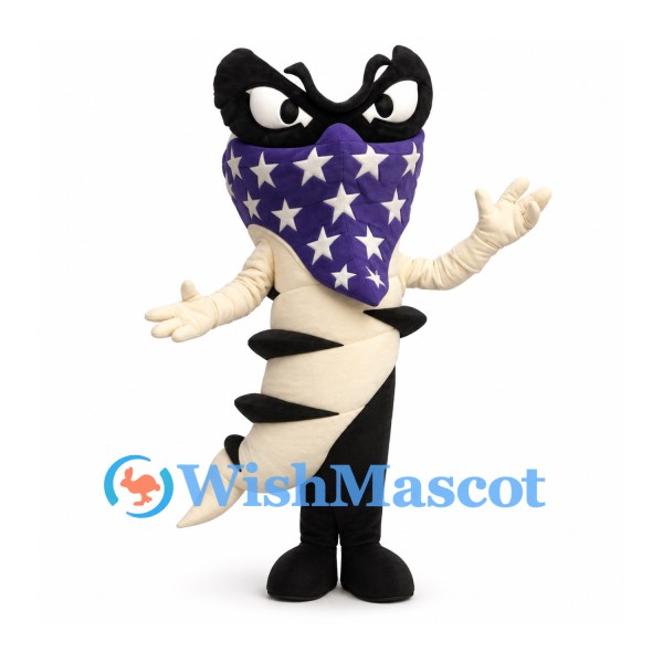 Tornado Mascot Costume with Star Bandana and Black Mask