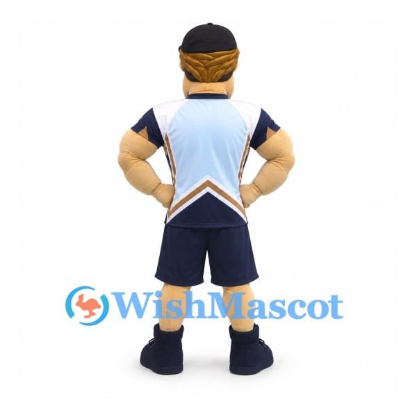 Sportsman Mascot Costume with Navy Cap and Blue Uniform