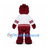 Bear Mascot Costume in Burgundy with White Hockey Jersey
