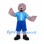 Hippo Mascot Costume with Blue Sports Shirt and Shorts