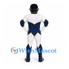 Superhero Mascot Costume with White and Navy Suit and Eye Mask