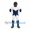 Superhero Mascot Costume with White and Navy Suit and Eye Mask