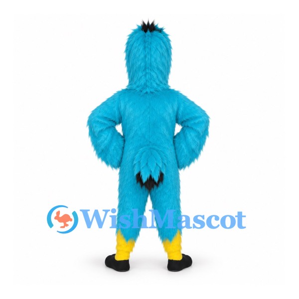 Blue Bird Mascot Costume with Yellow Beak and Black Tail