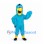 Blue Bird Mascot Costume with Yellow Beak and Black Tail