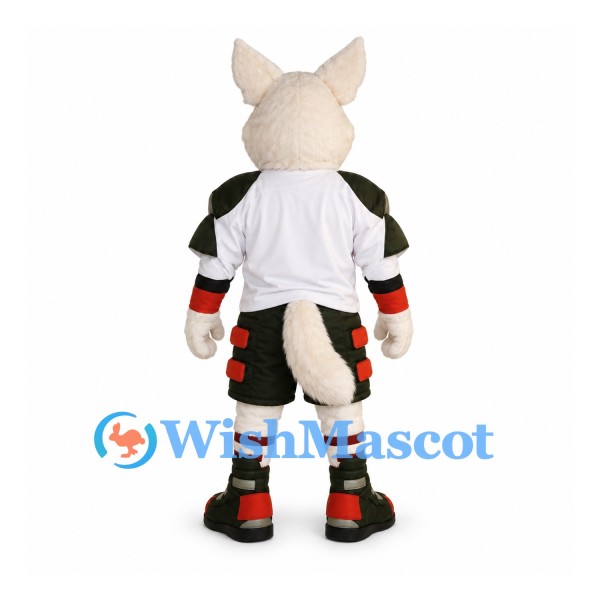 Wolf Mascot Costume in Cream with White Sports Shirt