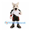 Wolf Mascot Costume in Cream with White Sports Shirt