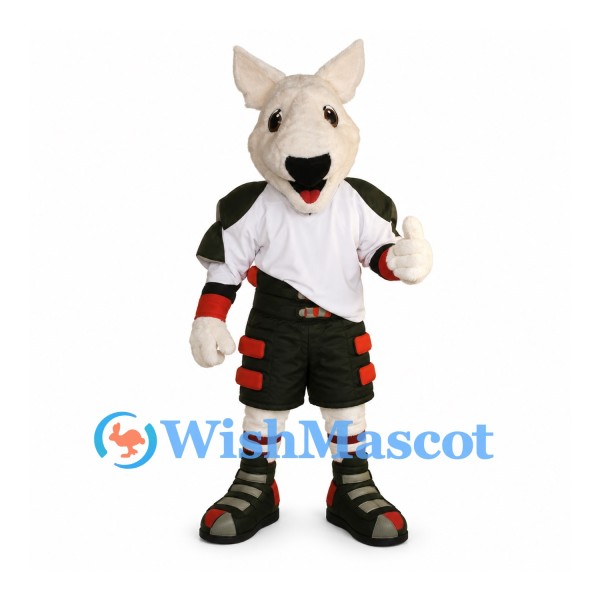 Wolf Mascot Costume in Cream with White Sports Shirt