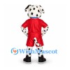 Dalmatian Mascot Costume with Red Sports Uniform and Medal