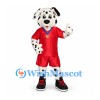 Dalmatian Mascot Costume with Red Sports Uniform and Medal
