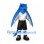 Dragon Mascot Costume in Blue with Silver Wings and Sports Outfit