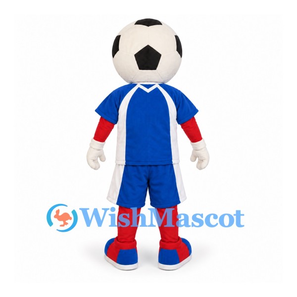 Soccer Ball Mascot Costume with Blue Sports Uniform