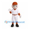 Baseball Mascot Costume with White Uniform and Orange Helmet