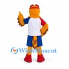 Parrot Mascot Costume with White Jersey and Blue Shorts