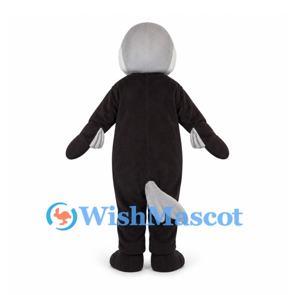 Seal Mascot Costume in Black and Gray with Toothy Mouth
