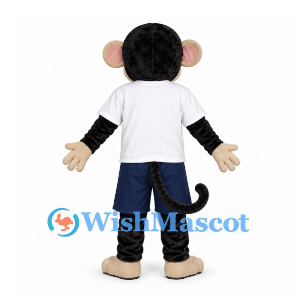 Monkey Mascot Costume with White Shirt and Navy Shorts