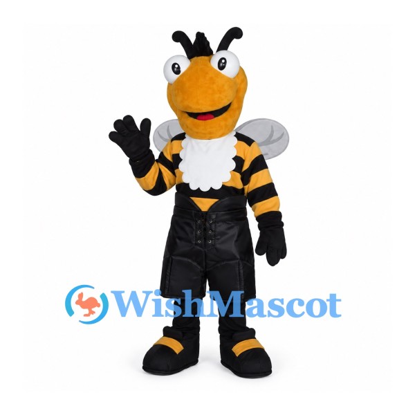 Bee Mascot Costume with Black Shorts and White Wings