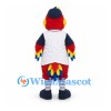 Parrot Mascot Costume with Baseball Jersey and Navy Cap