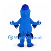 Shark Mascot Costume in Blue with White Belly and Small Cap