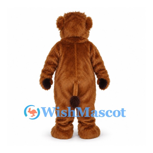 Mammoth Mascot Costume in Brown with Long Trunk and White Tusks