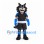 Wolf Mascot Costume with Black Sports Uniform and Blue Guards