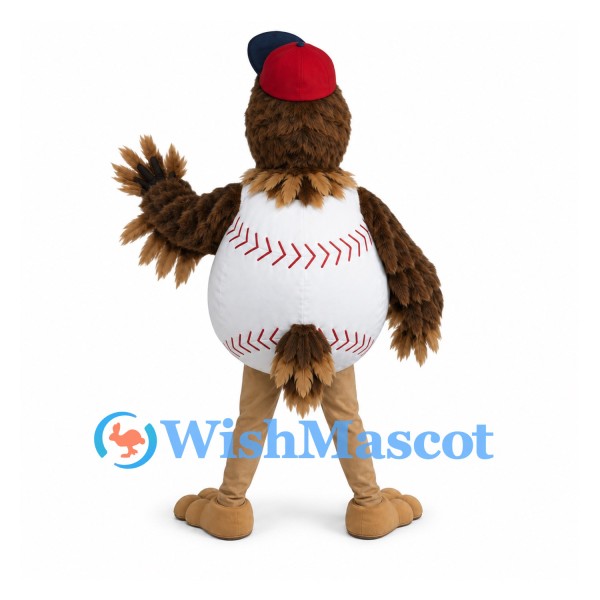 Bird Mascot Costume with Baseball Belly and Red Cap