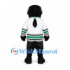 Killer Whale Mascot Costume with White and Green Hockey Jersey