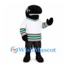 Killer Whale Mascot Costume with White and Green Hockey Jersey