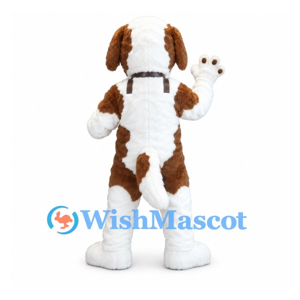 Saint Bernard Mascot Costume with White Belly and Neck Barrel
