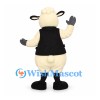 Sheep Mascot Costume in Cream with Black Vest