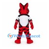 Tiger Mascot Costume in Red and Black with White Sports Shirt