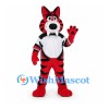Tiger Mascot Costume in Red and Black with White Sports Shirt
