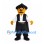 Cat Pirate Mascot Costume with Black Hat and Cape