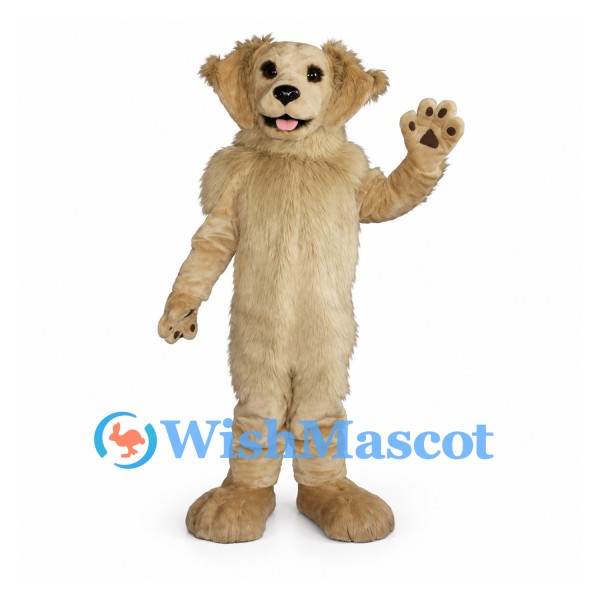 Dog Mascot Costume in Cream with Large Paw Pads