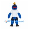 Blue Bird Mascot Costume with Baseball Jersey and Navy Cap