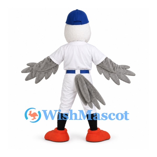 Seagull Mascot Costume with White Baseball Uniform