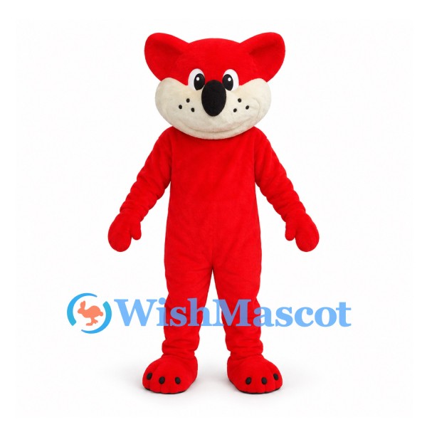 Koala Mascot Costume in Red with Cream Cheeks